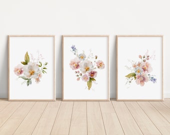 Wildflower Watercolor Set of 3 Floral Wall Art Print Wildflower Print Wild Floral Art Wildflower Artwork Wildflower Nursery Wall Art Decor