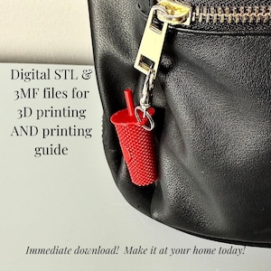 Coffee lover studded cup bag tag coffee addict keychain coffee cold cup for barista gift coffee STL file for 3D print DIY coffee gift extra