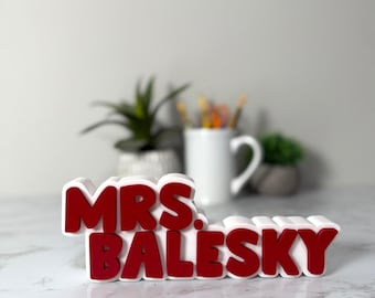 Teacher name plate for school personalized desk nameplate school administrator birthday teacher gift name plaque back to school secretary