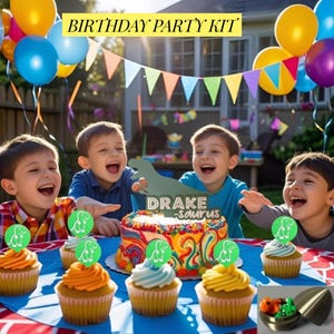 Dinosaur birthday party theme kit for child birthday party event personalized cake topper dinosaur party favors cupcake topper