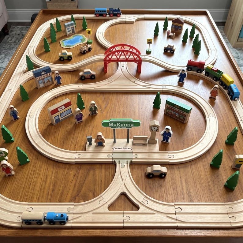 Custom wooden train track sign personalized name nursery decor gift birthday train station accessory room display toddler baby shower gift