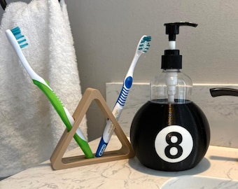 Biljartdecoratie als verjaardagscadeau voor je vriend, badkameraccessoireset voor de wastafel, zeepdispenser, tandenborstelhouder, mancave, pooltafel
