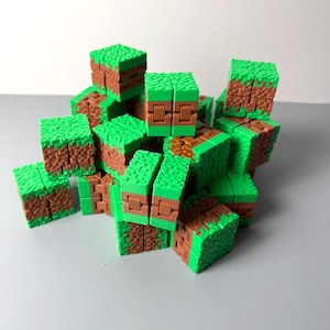 Mining game grass block infinite cube fidget party favor sensory birthday gift building gamer theme block world craft gift classroom prize