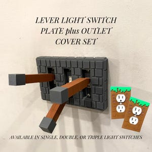 Lever light switch AND outlet cover pixel game theme decor bedroom decor birthday gift child bedroom game room dungeon theme light switch