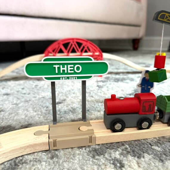 train toy original designer studio exclusive railway track accessory gift nursery name sign keepsake toddler boy room decor art custom