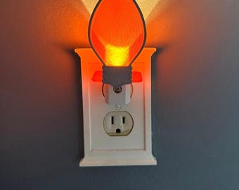Retro vintage Christmas bulb night light sensor automatic plug in wall lamp kids bathroom decor unique stocking stuffer holiday gift idea