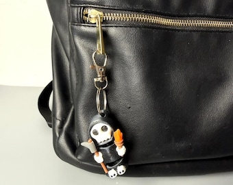 Dood sleutelhanger met ritssluiting, taslabel, hondenriemaccessoire, cadeau, skeletbedeltje, gothic hanger, Halloween decoratie, bureauornament, gothic accent