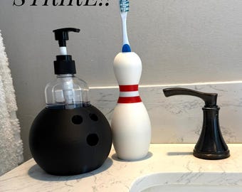 Bowling badkameraccessoireset, gepersonaliseerd cadeau-idee voor de mancave, badkamerdecoratie, bureau-organizer, benodigdheden voor thuiswerkplek, cadeaus voor papa