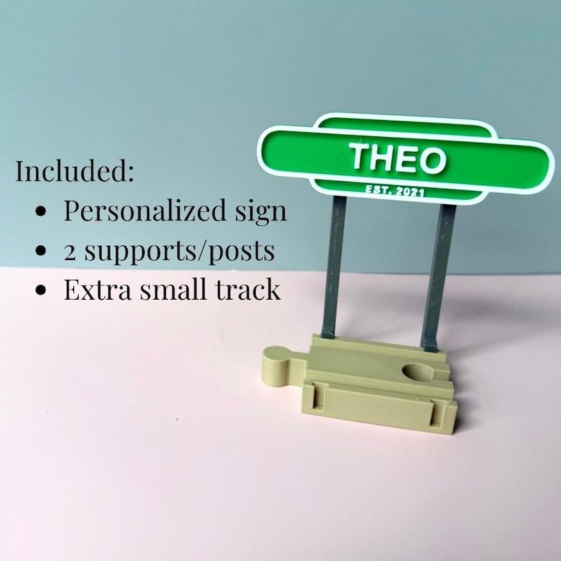Custom wooden train track sign personalized name nursery decor gift birthday train station accessory room display toddler baby shower gift