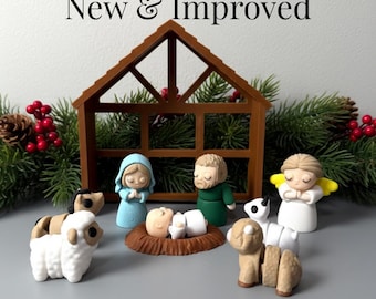 Miniatuur kerststal vakantie decor schoorsteenmantel display bureau speelgoed stabiel dier figuur cadeau modern erfstuk baby Jezus kribbe scène leermiddel