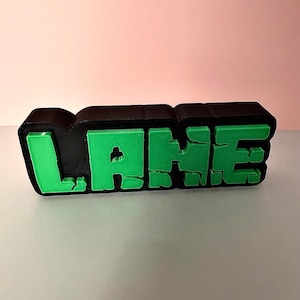 Targa con nome da scrivania, decorazione personalizzata per camera da letto, mensola per il tema del gioco Mine, decorazione per camera da letto per bambini, decorazione per torta di compleanno per torta in fogli