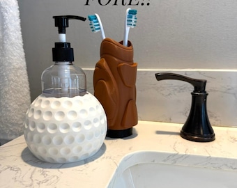 Golfcadeau voor papa: badkamerorganizer, accessoire voor mannen, ballenhouder, zeepbakje, opbergset voor op het aanrecht, cadeau voor mannen, golf, vaderdag, pensioen.