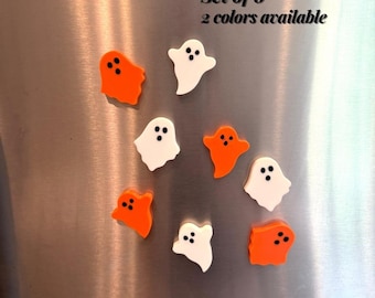 Cute ghost magnet board decor kitchen fridge magnet set Halloween office accent gift box idea white orange ghost decoration item display