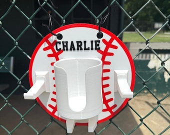Gepersonaliseerde dugout-caddy, honkbalhaak, softbalknuppelhouder, op maat gemaakte waterfleshouder, sportteamcadeau, uitrustingsorganizer, coach