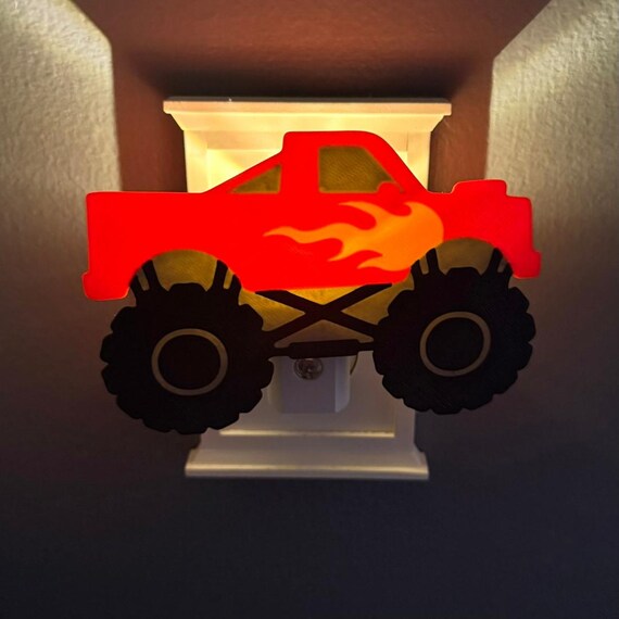 Monster Truck Night Light Kids Bedroom Decor Boy Room Accessory Nursery Wall Lamp Automatic Sensor Light Toddler Birthday Gift Vehicle Theme