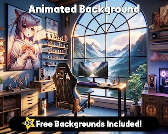 ANIMATED WALLPAPER | Gaming Room | Twitch Overlay | Lofi -Anime | Vtuber Stream Background | Animated Background | Zoombackground Overlay