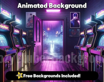Animated Wallpaper | Cyberpunk Arcade | ANIMATED BACKGROUND Cyberpunk Wallpaper | Just Chatting Scene | Overlay Twitch | Vtuber Back grounds