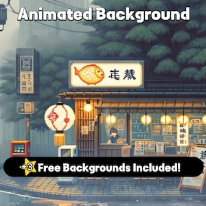 Animated Background Pixel Japanese Street Corner | Twitch Overlay | Cozy Vtuber Background | Animated Wallpaper | Just Chatting Scene