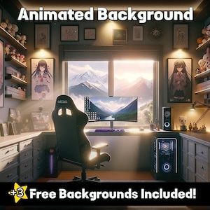 ANIMATED WALLPAPER | Cozy Gaming Room With Cherry Blossom | Twitch Overlay | Lofi Cozy Ambience | Vtuber Stream Overlay Background