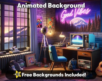ANIMATED BACKGROUND | Good Vibes 80s Bedroom | Looped Twitch Background | Twitch Screens | Animated Wallpaper | Vtuber Background