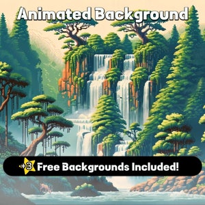 Animated Background Pixel Art | Forest Waterfall Twitch Overlay | Cozy Vtuber Background | Animated Wallpaper | Just Chatting Screen