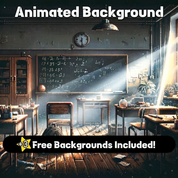 Animated Background Pixel Art | Japanese Vtuber Classroom | Dark Vtuber Background Room | Animated Wallpaper | Just Chatting Screen