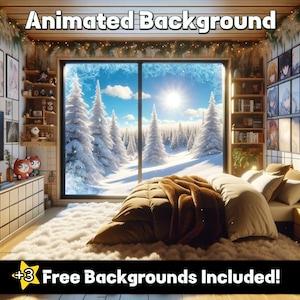 ANIMATED BACKGROUND Snowing| Christmas Vtuber Background | Animated Wallpaper | Vtuber Assets | Just Chatting Screen | Cute Vtuber Bedroom