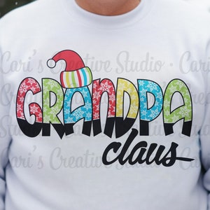 Bright Vovô Claus PNG com manga / parte traseira personalizada PNG - download digital de Natal para sublimação, personalize com nomes, uso comercial