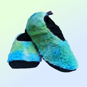 Reusable Shoe Covers (Non-slip) - Fuzzy Ocean Print - for Kids and Adults