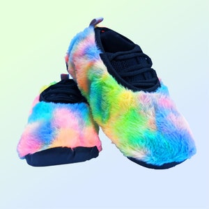 Reusable Shoe Covers (Non-slip) - Fuzzy Sunset Print - for Kids and Adults