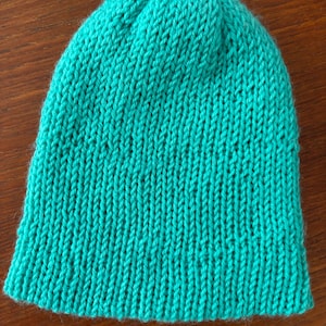 Handmade Knit Turquoise Wool Beanie