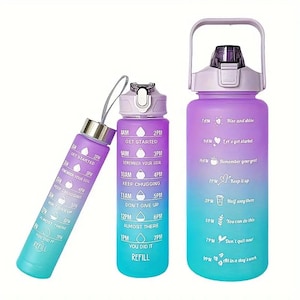 3pcs motivation Leak-proof Water Bottle with Straw and Time Marker - Perfect for Office, School, Gym, Workout, And Travel