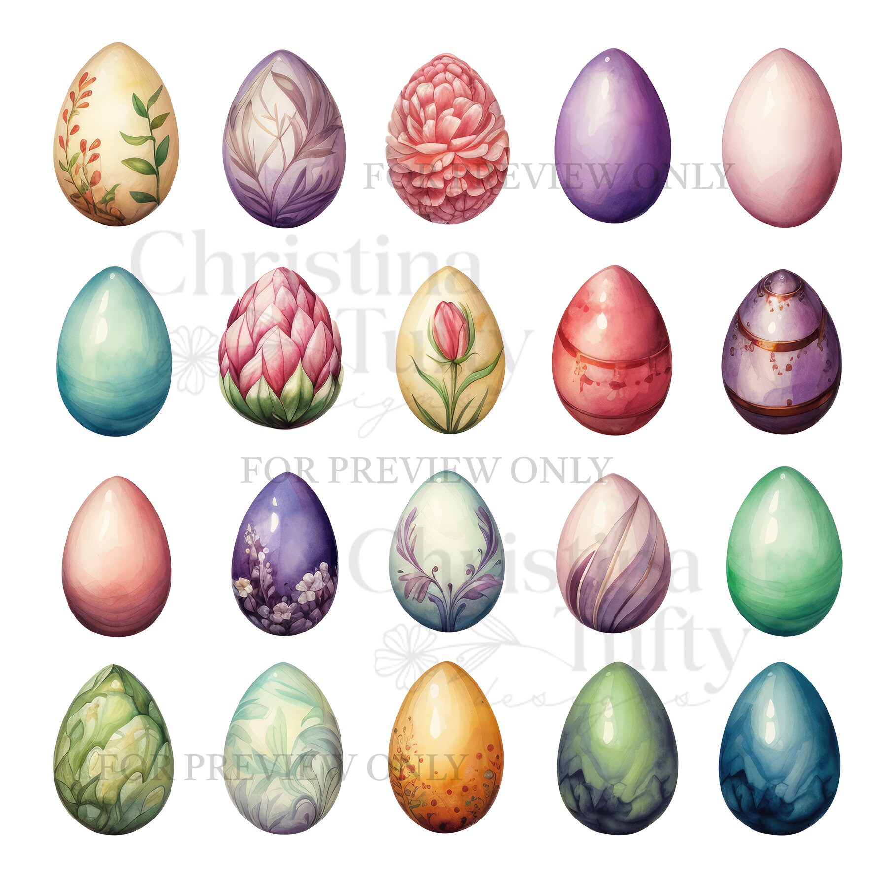 Watercolor Floral Easter Eggs PNG SVG, Easter Egg Sticker Art, Easter ...