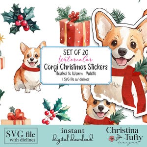 Urlaub Corgis Aufkleber, Corgis svg, Weihnachtscorgis Aufkleber, Weihnachtsaufkleber, Weihnachtsgeschenkanhänger, Corgis Geschenkanhänger, Weihnachten Cricut