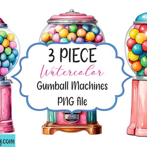 Watercolor Gumball Machines Set of 3 PNGs