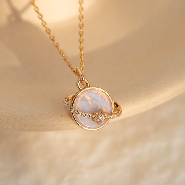 Carved Stone Planet Necklace main image 1