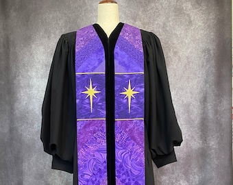 Custom Sized Purple Clergy Advent Stole, Great Pastor Gift, Monogram