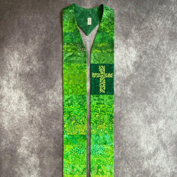 Custom Sized Green Clergy Stole, Ordinary Time, Great Pastor Gift, Monogrammable