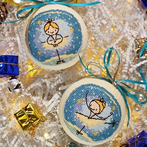 Handmade Christmas Decoration - Set of 2 Christmas ornaments - xmass ball - hand cross embroidery - Ukrainian Christmas Ball
