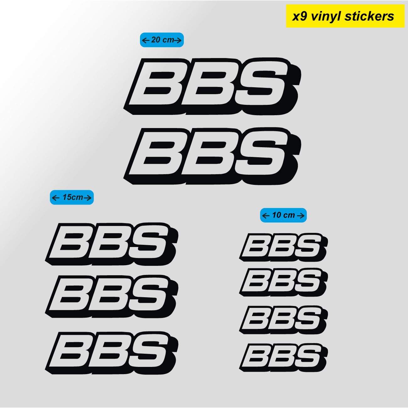 BBS Aufkleber schwarz/weiß Größe ca. 20x7cm, BBS Fan Artikel
