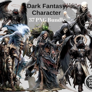 Donkere fantasie karakter clipart| Necromancer, Angel Demon 37 png digitale kunst, (digitale download)