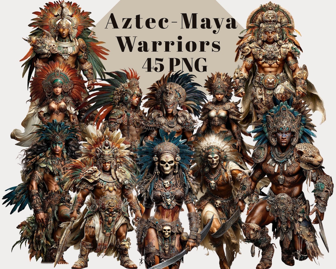 Aztec Maya Inspired Fantasy Clipart | 45 Ancient Tribal Character ...