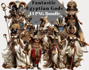 Egyptian Gods Clipart Bundle | Ancient Egypt Characters | 44 Printable PNG Artworks | Digital download