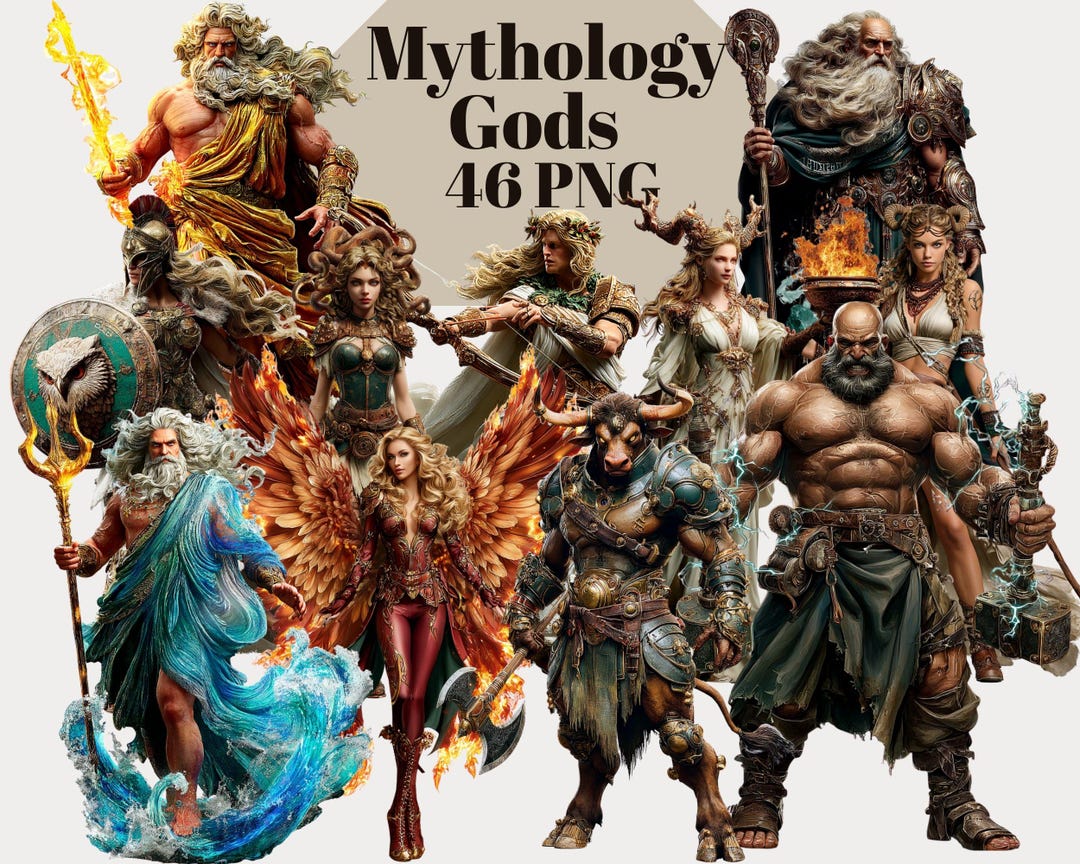 Mythology Gods & Goddesses Clipart Set | 46 Printable PNG Artworks ...