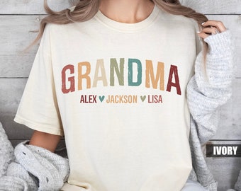 Comfort Colors® Custom Grandma T-shirt, Personalized Grandmother Shirt, Nana Clothing, Cute Gigi Outfit, Granny Tee, Happy Mother's Day Gift