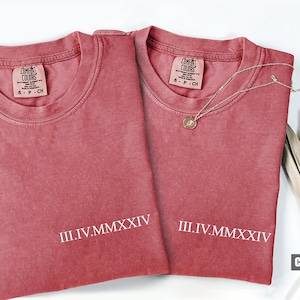 Custom Roman Numeral T-shirt, Comfort Colors® Personalized Anniversary Date Shirt, Matching Couples Outfit, Minimalist Tee, Valentines Gift