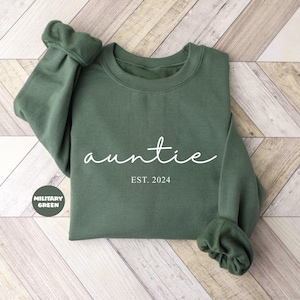 Custom Auntie Sweatshirt: Personalized Est Date, Baby Announcement Gift
