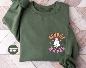 Moletom de Halloween com Enfermeira Fantasma Assustadora - Estilo Retro
