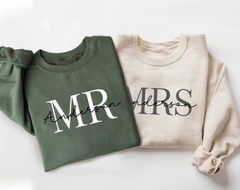 Personalized Mr & Mrs Sweatshirt: Custom Family Name Matching Couple Hoodie