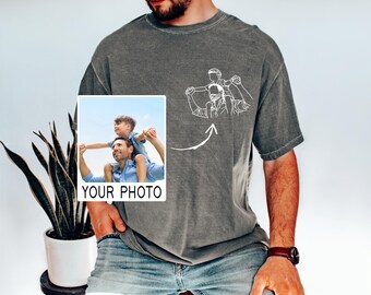 Comfort Colors® Custom Family Line Art Shirt, Personalized Outline Portrait Tee, Minimalist Family Graphic, Custom Gift, Fathers Day Gift